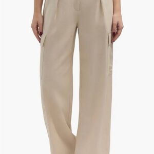 Tan Linen Cargo Pants